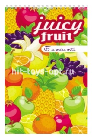 БЛОКНОТ А7 40Л. НА ГРЕБНЕ ФРУКТОВЫЙ МИКС ОБЛ.-МЕЛОВ. КАРТОН, БЛОК-ОФС,В КЛЕТКУ