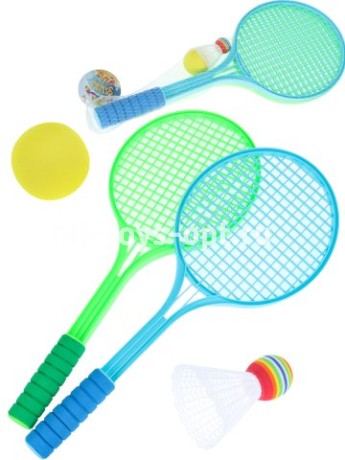 Набор для бадминтона (2 пластиковые ракетки, волан, мячик), размер 52х22х5 см