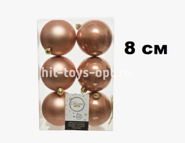 Набор шаров 8см 6шар 1цв однотонный глянец/матовый в пр уп 00099