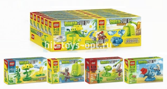 Конструктор Зомби против растений 4 вида, 89-102 дет. в уп 8шт. Цена за шт.