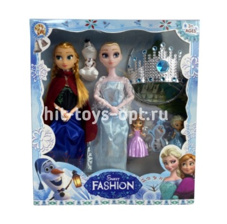 Набор Кукол Аня и Эля + снеговик + Корона, размер 33см*29см*5см