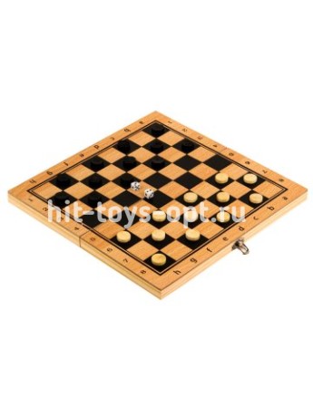 Шашки деревянные (фигуры пластик) (29х14,5 см)