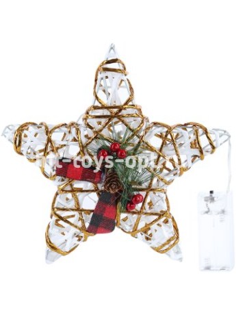 Светящаяся фигура Звезда с венком и бантом, белая, 26 см