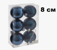 Набор шаров 8см 6шар 1цв однотонный глянец/матовый в пр уп 00099