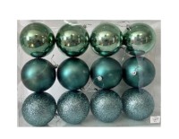 Набор шаров 10см 12шар 1цв однотонные глянец/искра/матовый, в пр уп С РУЧКОЙ 00075
