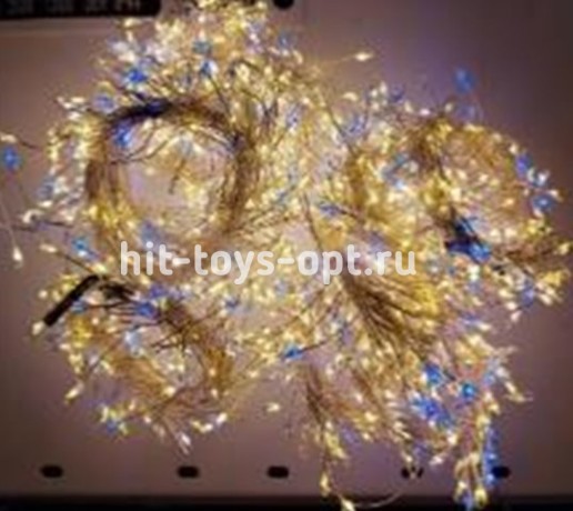 Гирлянда-Мишура (IP44) КАПЕЛЬКА  РОСЫ прозрачный провод (50м/1500л) с эф.мерцания,в туб Теплый Белый