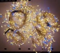 Гирлянда-Мишура (IP44) КАПЕЛЬКА  РОСЫ прозрачный провод (50м/1500л) с эф.мерцания,в туб Теплый Белый