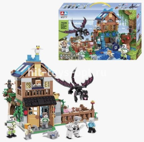 Конструктор Мой Мир - Защита фермы от Эндер-дракона, 820 дет