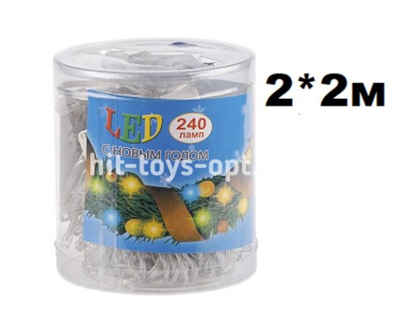 Занавес диод 2*2м 240л (120л) 10линий/12ламп на линии, с режимами, сечение провода 1.4мм, с переходн