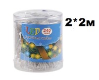 Занавес диод 2*2м 240л (120л) 10линий/12ламп на линии, с режимами, сечение провода 1.4мм, с переходн
