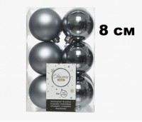Набор шаров 8см 6шар 1цв однотонный глянец/матовый в пр уп 00099
