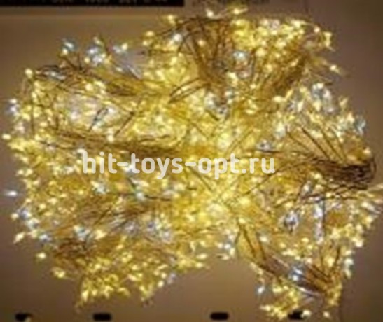 Гирлянда-Мишура (IP44) КАПЕЛЬКА  РОСЫ прозрачный провод (50м/1500л) с эф.мерцания,в туб т/бел+х/бел