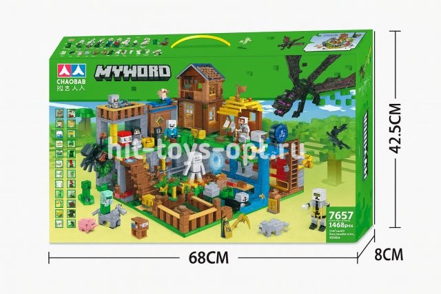Конструктор Мой Мир - Большая Деревня и Эндер-дракона, 1460 дет