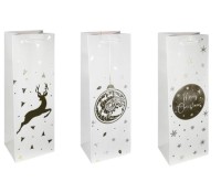 Пакет подар. с мат.лам. и тиснен. фол. 12х35х9см (Bottle) в ассорти
