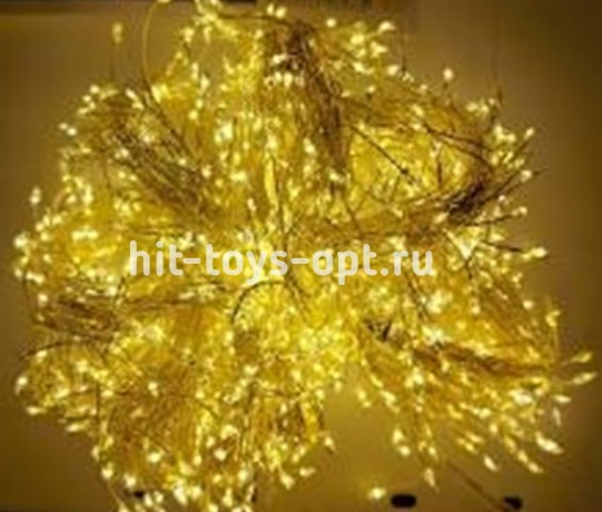 Гирлянда-Мишура (IP44) КАПЕЛЬКА  РОСЫ прозрачный провод (50м/1500л) с эф.мерцания,в туб Теплый Белый