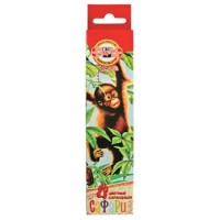 Карандаши  Шимпанзе  , Набор 12 шт, 6 Цв., из Натуральной Древесины / Koh-i-Noor