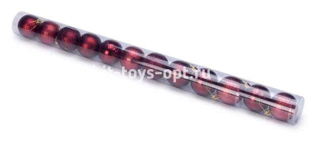 Набор шаров 5см 12шар 1цв, однотонные, глянец/искра, в тубусе БОРДОВЫЙ