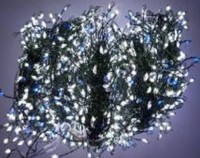 Гирлянда-Мишура (IP44) КАПЕЛЬКА  РОСЫ зеленый провод (50м/1500л) с эф.мерцания,в туб х/бел+син мерц