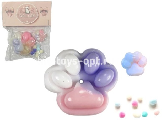 Антистресс Сквиш Лапка ТрехЦветная + Мини Лапка + Паспоны