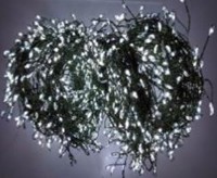 Гирлянда-Мишура (IP44) КАПЕЛЬКА  РОСЫ зеленый провод (50м/1500л) с эф.мерцания,в туб х/бел+х/бел мер