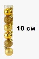 Набор шаров 10см 6шар 1цв однотонный матовый/глянец/искра в тубусе 00072