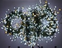 Гирлянда-Мишура (IP44) КАПЕЛЬКА  РОСЫ зеленый провод (50м/1500л) с эф.мерцания,в туб х/бел+т/бел мер