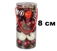 Набор на елку 33предмета 83311 18шар 8см 3вида (искра5,узор9,жемчуг4), 3вида сосулек (узор4,дольки7,