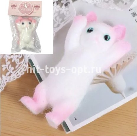 Антистресс Котик с Ворсом Розовый 12см,(150гр)