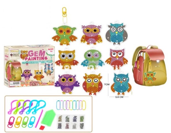 Вышивка алмазной мозаики брелки совы 20*15