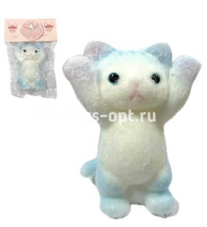 Антистресс Котик с Ворсом Голубой 12см,(150гр)