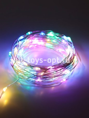 Гирлянда-проволока 10 м, 100 разноцветных ламп