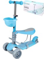 Самокат 3-х колесный 3 в 1 голубой 57*23*56-76 см, заднее колесо PVC без света