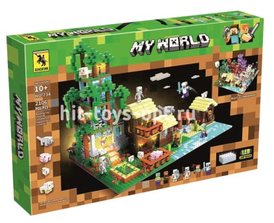 Конструктор Майнкрафт Лесная Деревня с LED, 2106 дет.