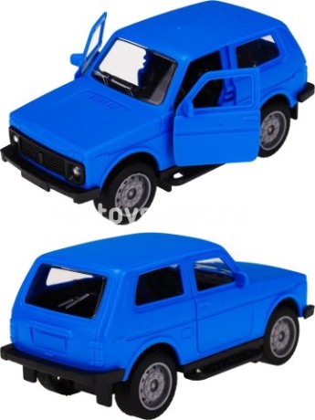 Машинка инерционная (13,5х6х6,5 см, синий, откр. двери) в пакете