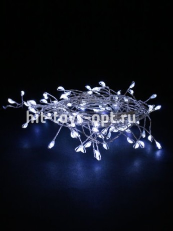 Гирлянда-проволока 2 м, 100 неоновых белых ламп на ножке