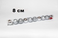 Набор шаров 8см 6шар 1цв глянец в тубусе 00042