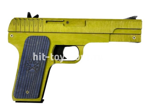 Пистолет Деревянный 22см, стреляет резинками