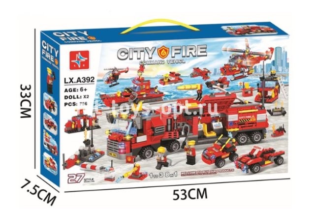 Конструктор пожарная машина 8 в 1 756 дет.