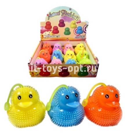 Резиновая Уточка Пищалка со Светом на Веревочке 8см*7см, в уп 12шт. цена за шт.