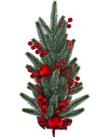 Настенное украш. ветвь из хвои в форме капли с декором &quot;Хвойная ветвь с шишками&quot;, 50см. ПВХ