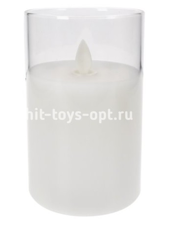Светодиодная восковая LED свеча в прозрачном стекле 12,5 см