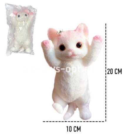 Антистресс БОЛЬШОЙ КОТ с ворсом Розовый, 19см*10см*6см, (500гр)