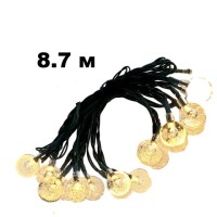 Гирлянда нить диод 60л/8,7м+1 ПРОЗРАЧНЫЙ ШАРИК С ПУЗЫРЬКАМИ ВОЗДУХА (2.4см), цв-мульти, черн пр с пе