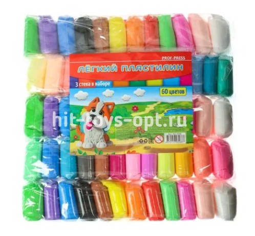 Масса для лепки лёгкий пластилин 60 цветов
