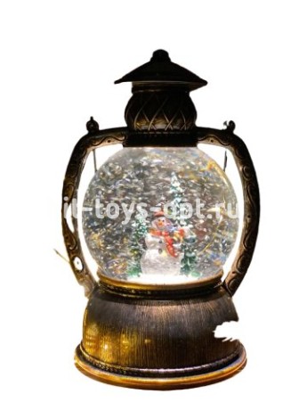 Новогодний декоративный маслянный фонарь , снеговик с елочкой, музыкальный, 2 режима, USB,3*АА,