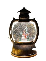 Новогодний декоративный маслянный фонарь , снеговик с елочкой, музыкальный, 2 режима, USB,3*АА,