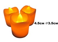 Свечи светодиодные 24шт/упак, h-4.5см ⌀3.5см, батарейки таблетки, 40уп/ящ (т.бел свечение)