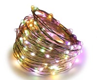 Гирлянда нить  КАПЕЛЬКА РОСЫ С ПУЛЬТОМпрозрач пров (50м/500л) с эф.мерцания,в туб Теплый Б + Синий М