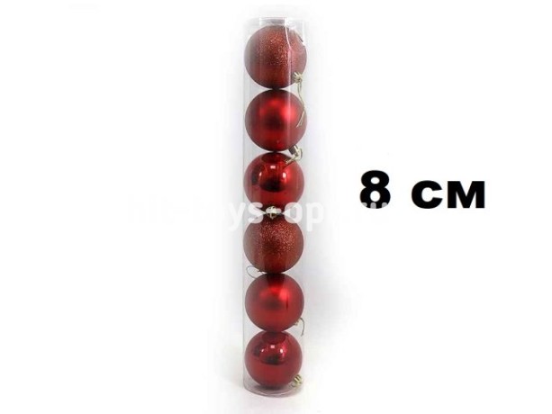 Набор шаров 8см 8шар однотонный глянец/матовый/искра в тубусе 00043