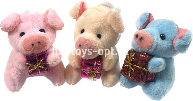 Мягкая Игрушка Брелок Свинка с Сердцем/Подарком